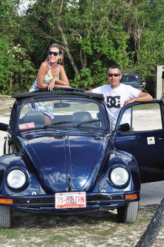O nosso super fusca converível, na ilha de Cozumel, no litotal de Yucatán, no sul do México